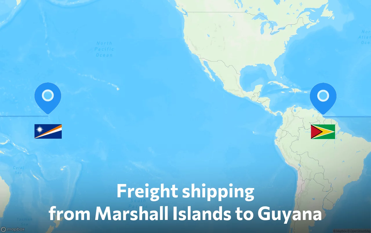 Shipping route from Marshall Islands to Guyana