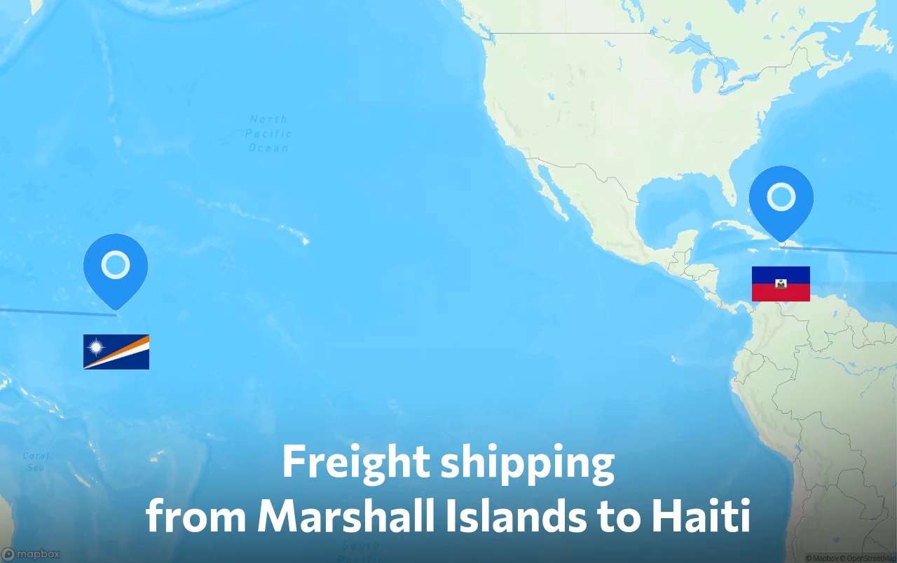 Shipping route from Marshall Islands to Haiti