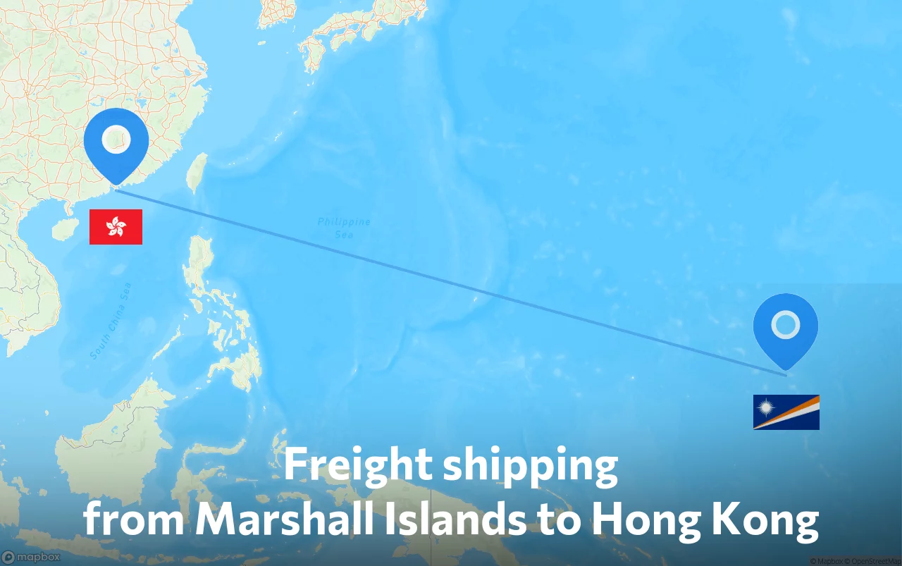 Shipping route from Marshall Islands to Hong Kong