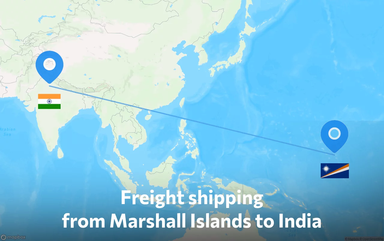 Shipping route from Marshall Islands to India