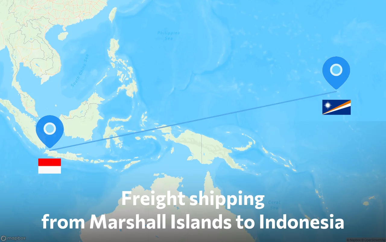 Shipping route from Marshall Islands to Indonesia