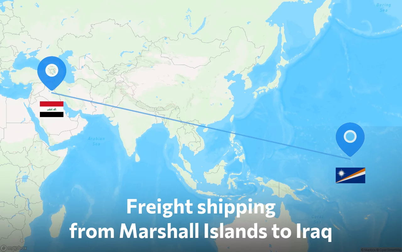 Shipping route from Marshall Islands to Iraq
