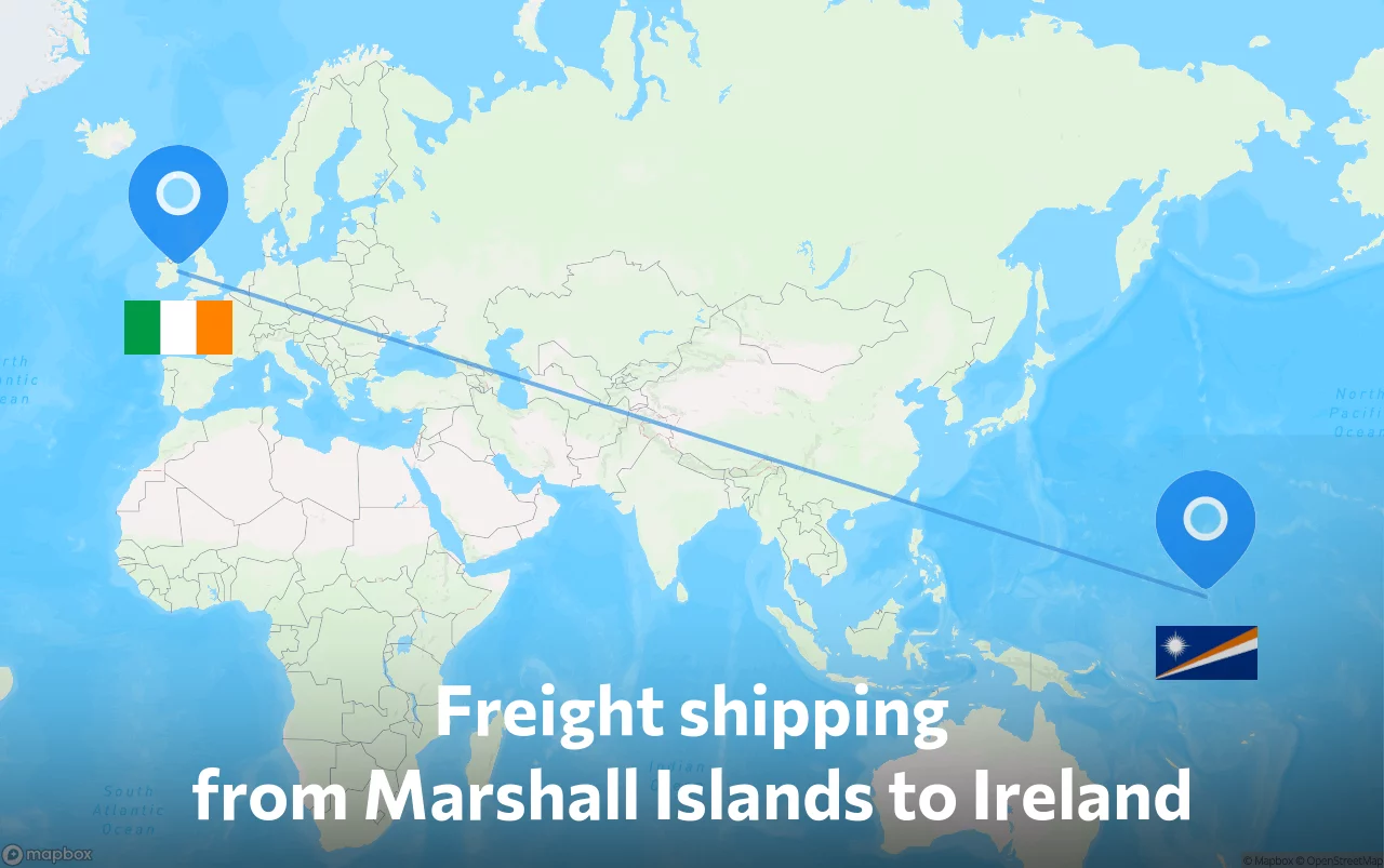 Shipping route from Marshall Islands to Ireland