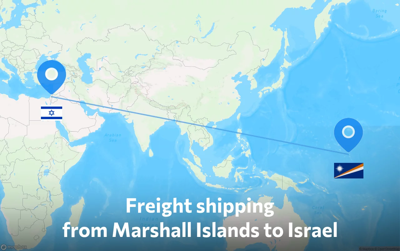 Shipping route from Marshall Islands to Israel