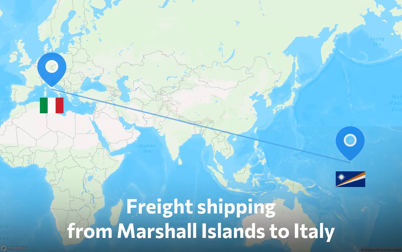 Shipping route from Marshall Islands to Italy