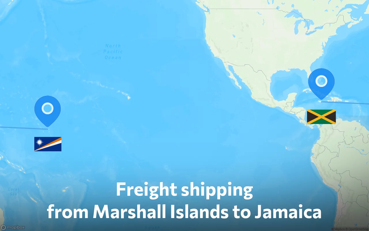 Shipping route from Marshall Islands to Jamaica