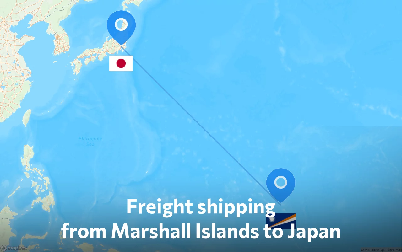 Shipping route from Marshall Islands to Japan
