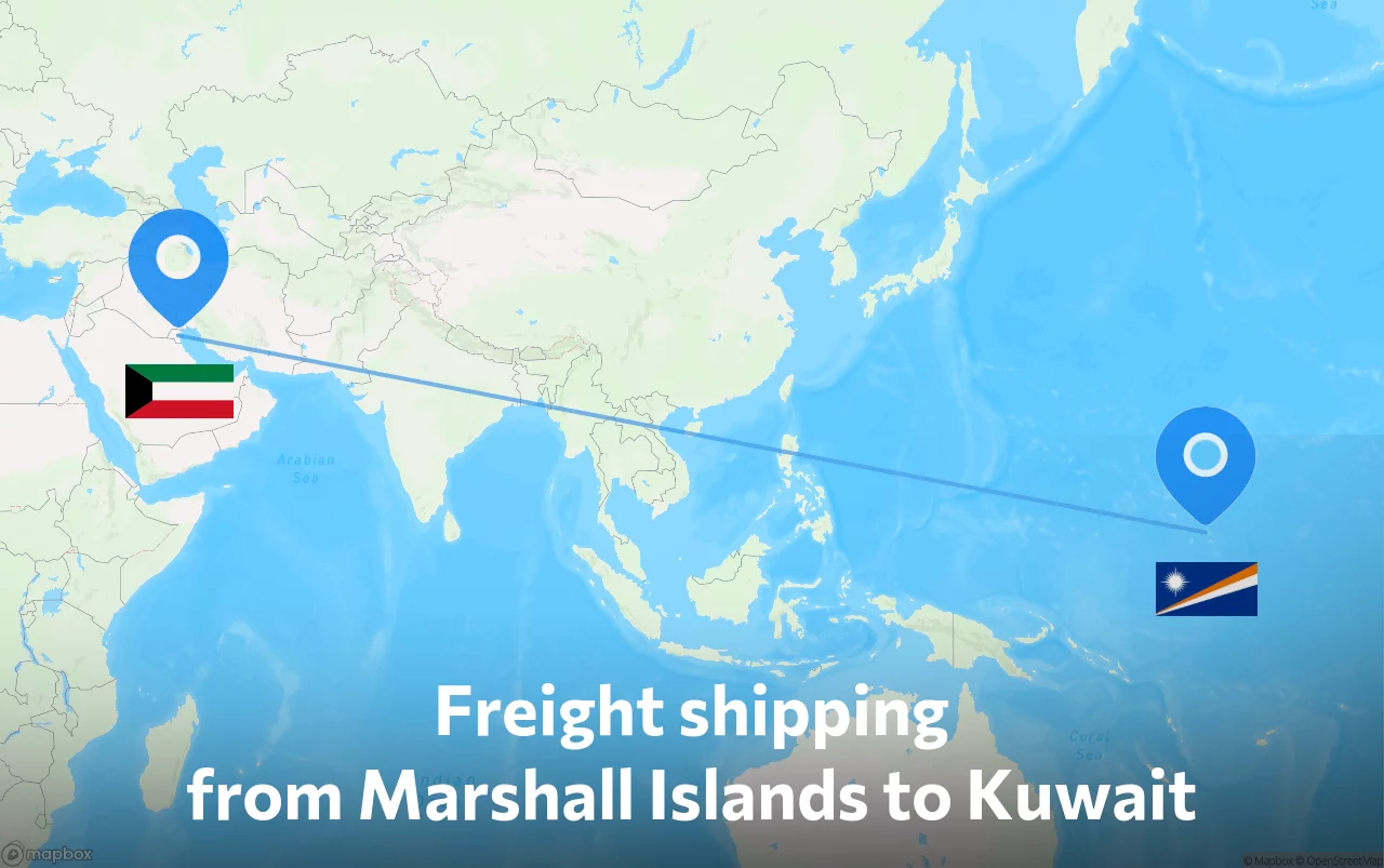 Shipping route from Marshall Islands to Kuwait