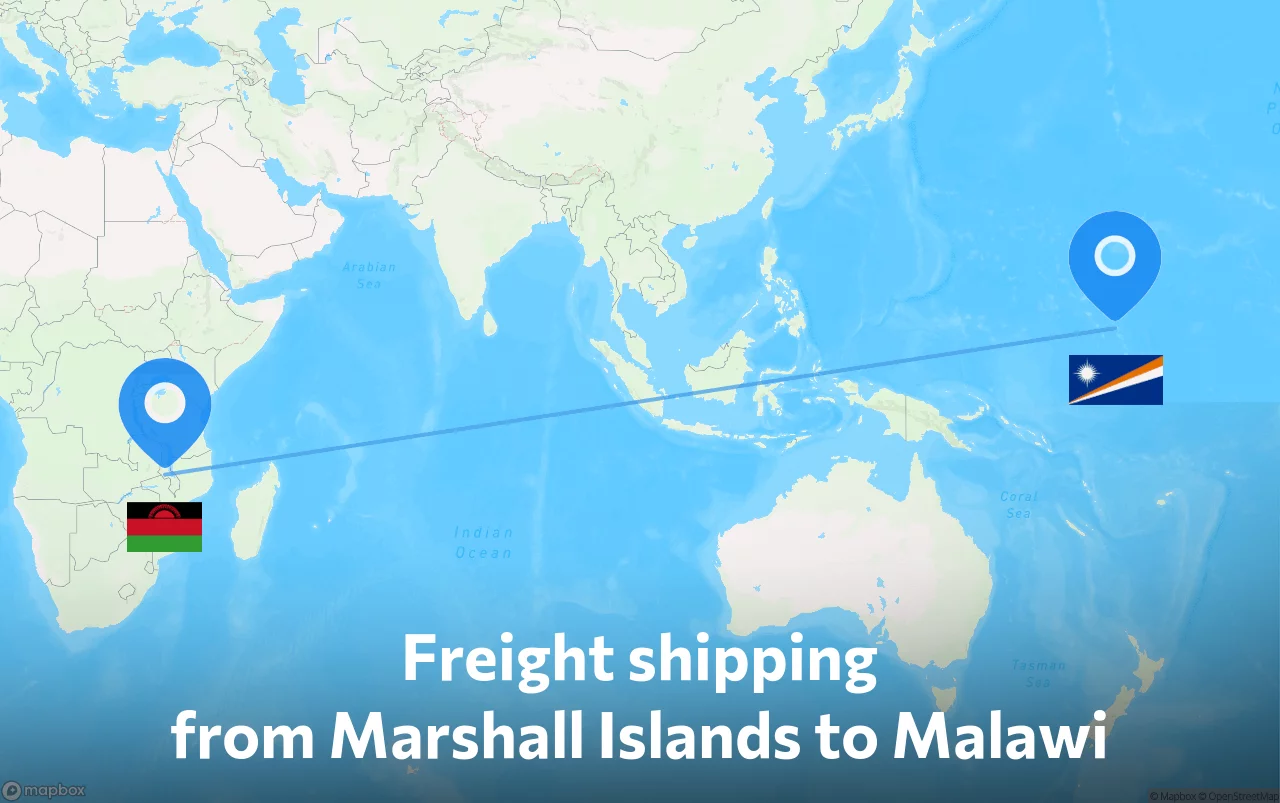 Shipping route from Marshall Islands to Malawi