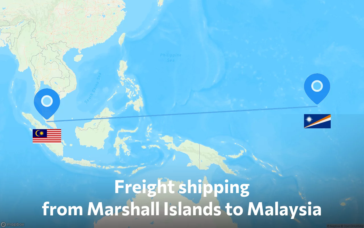 Shipping route from Marshall Islands to Malaysia
