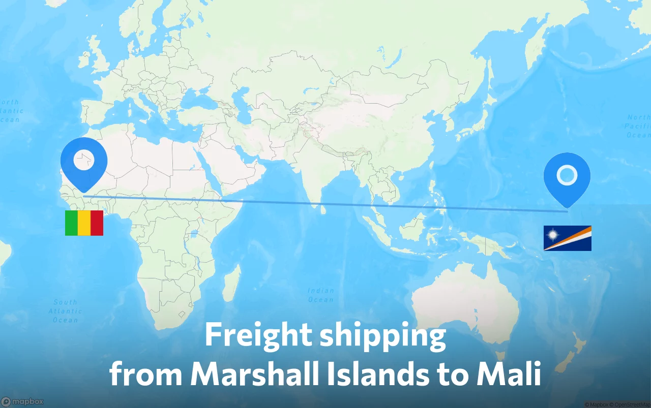 Shipping route from Marshall Islands to Mali