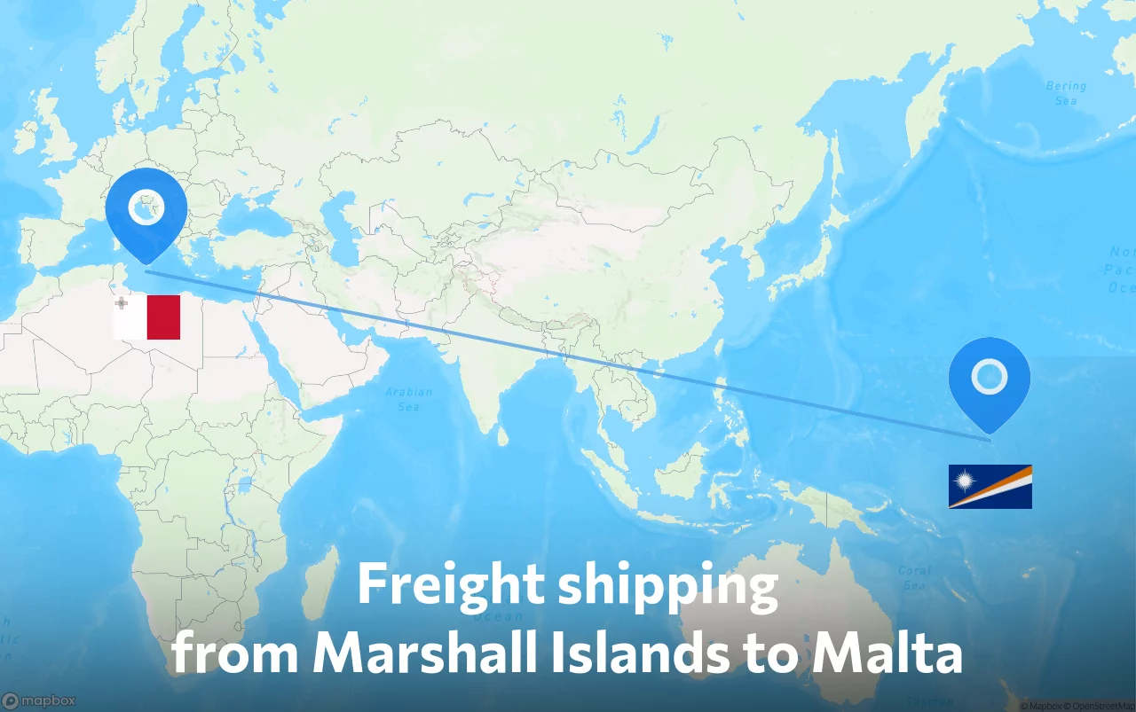 Shipping route from Marshall Islands to Malta