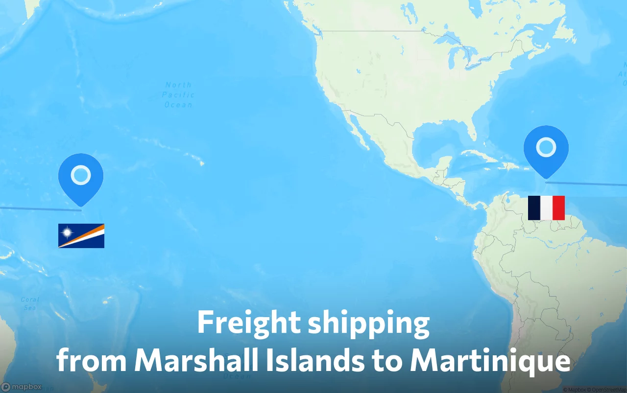 Shipping route from Marshall Islands to Martinique