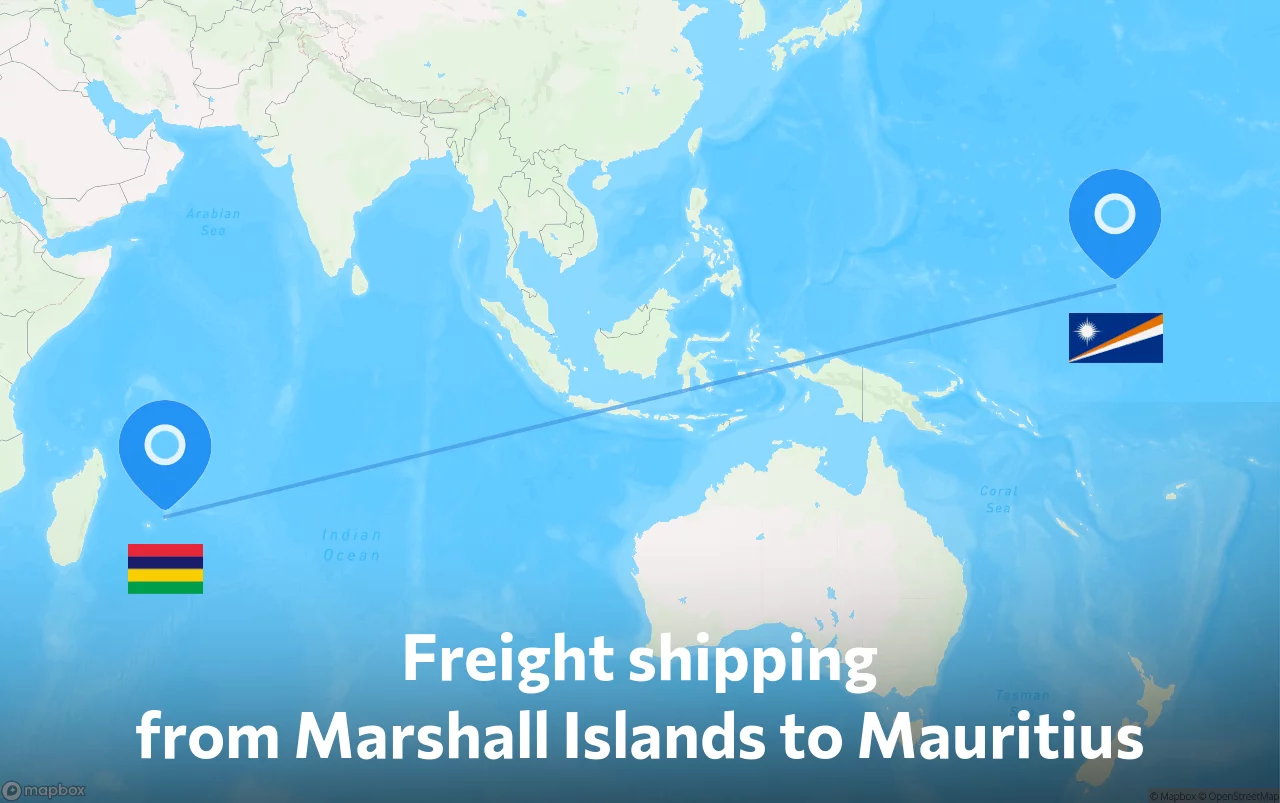 Shipping route from Marshall Islands to Mauritius
