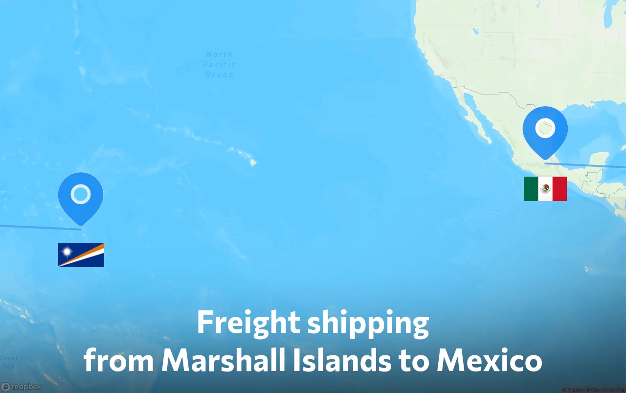 Shipping route from Marshall Islands to Mexico