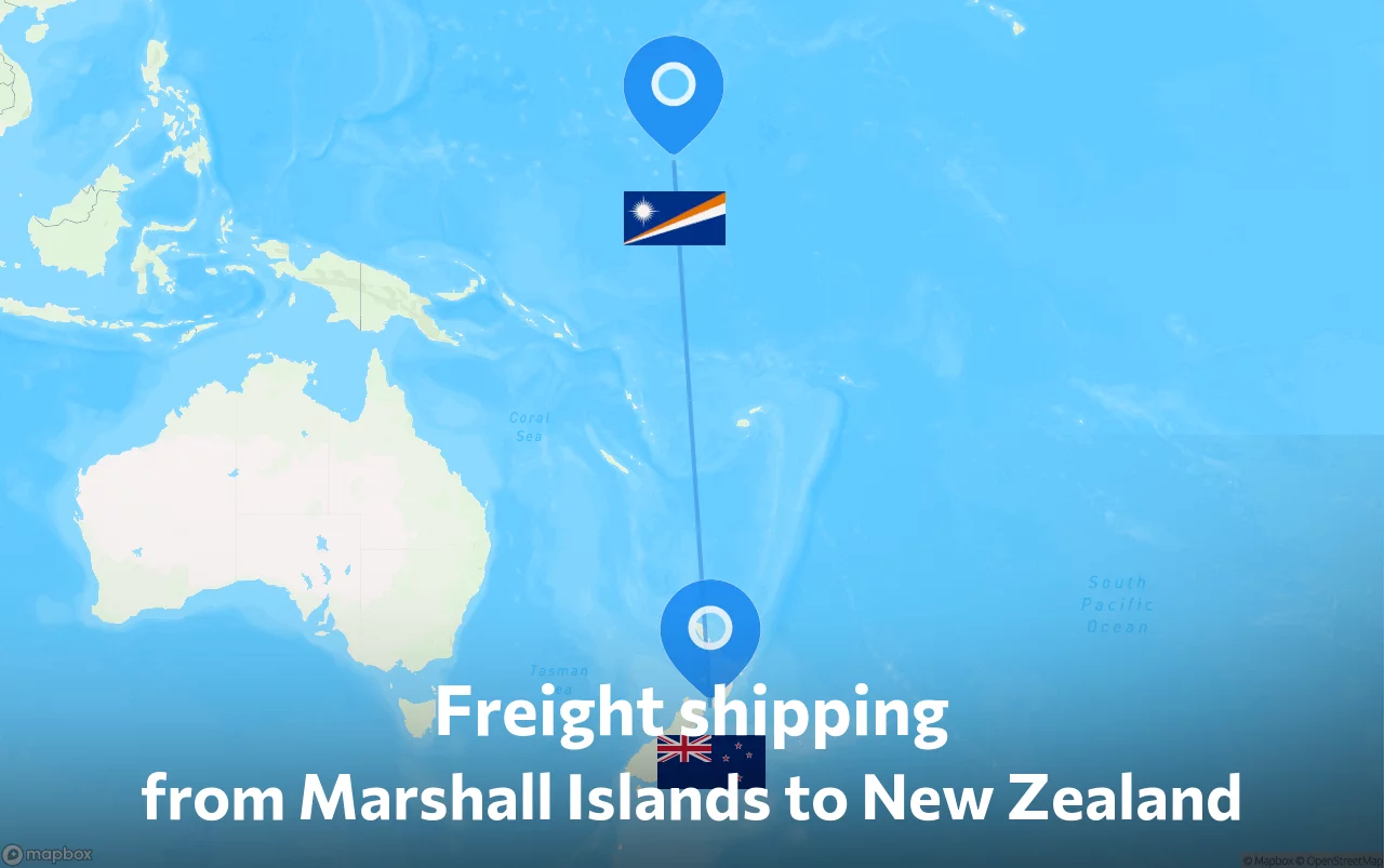 Shipping route from Marshall Islands to New Zealand