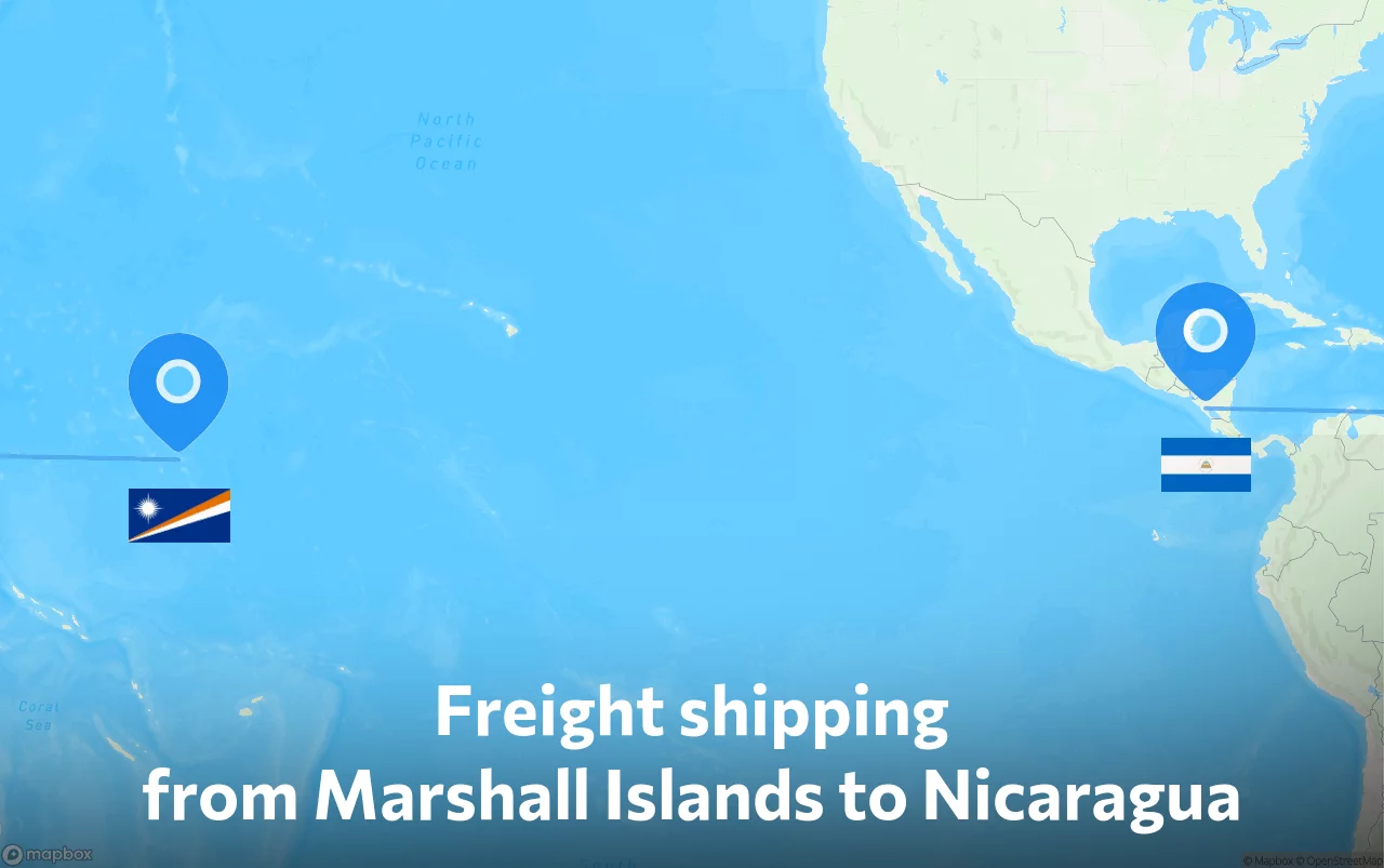 Shipping route from Marshall Islands to Nicaragua