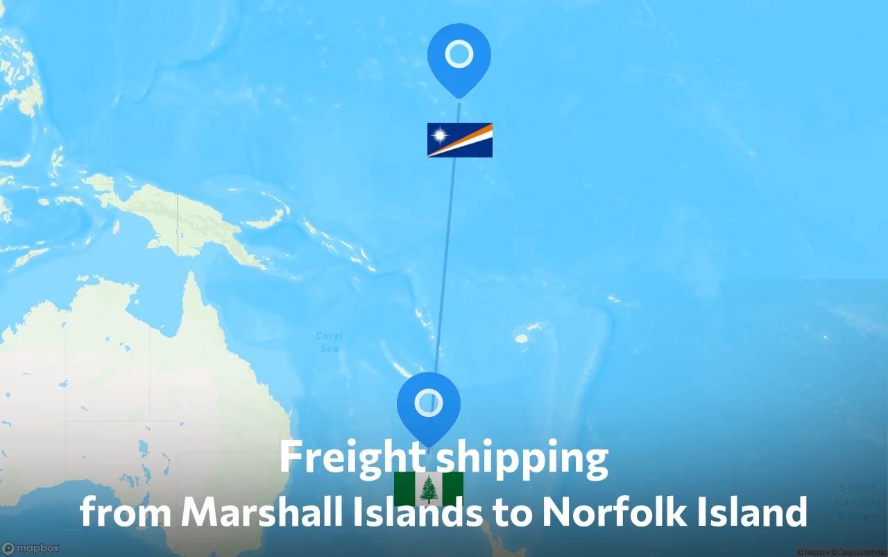 Shipping route from Marshall Islands to Norfolk Island
