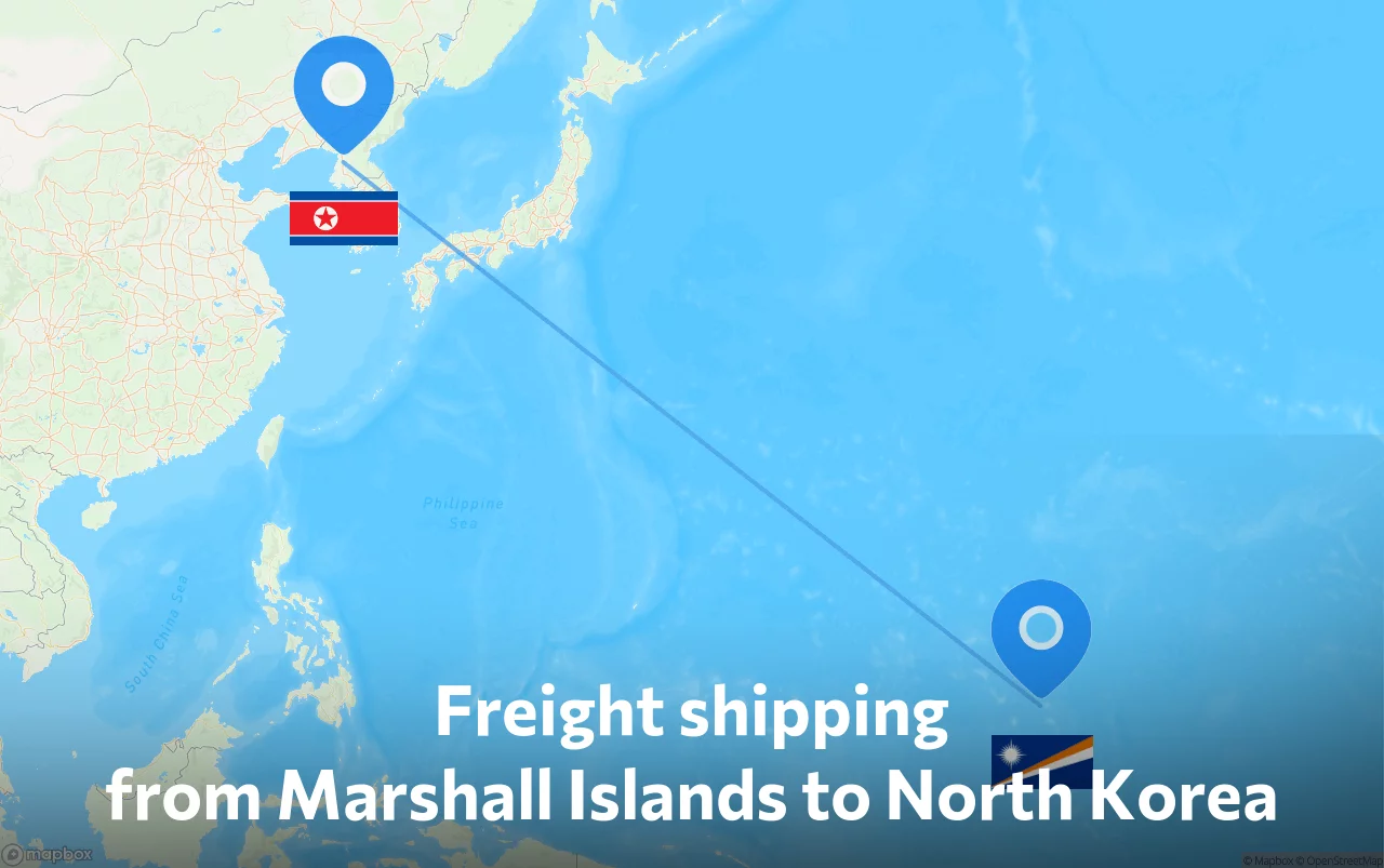 Shipping route from Marshall Islands to North Korea