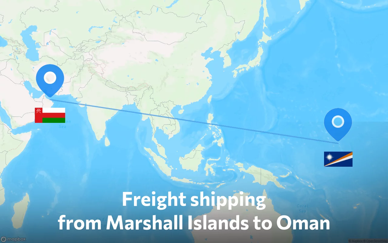 Shipping route from Marshall Islands to Oman
