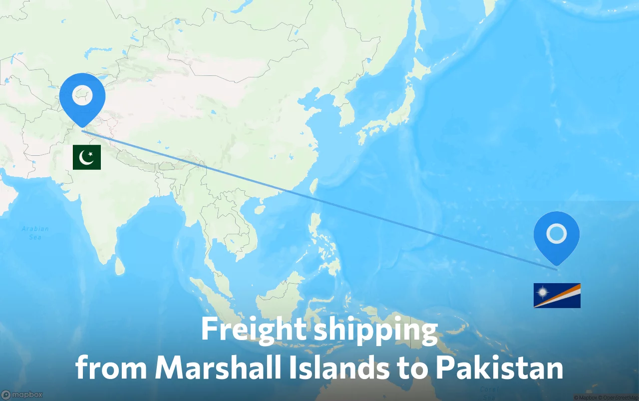Shipping route from Marshall Islands to Pakistan