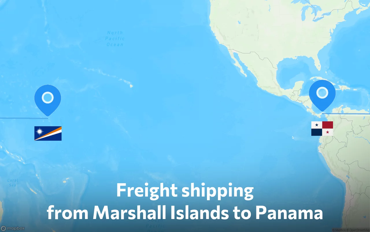 Shipping route from Marshall Islands to Panama