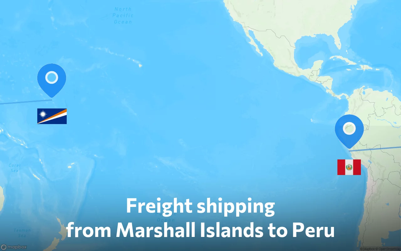 Shipping route from Marshall Islands to Peru