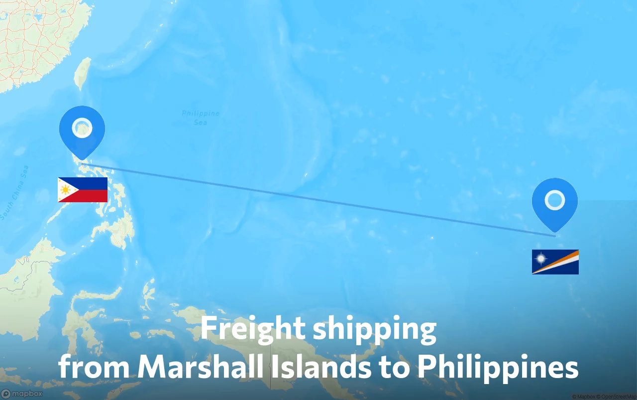 Shipping route from Marshall Islands to Philippines