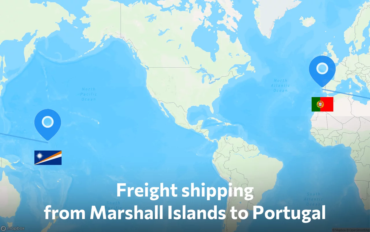 Shipping route from Marshall Islands to Portugal