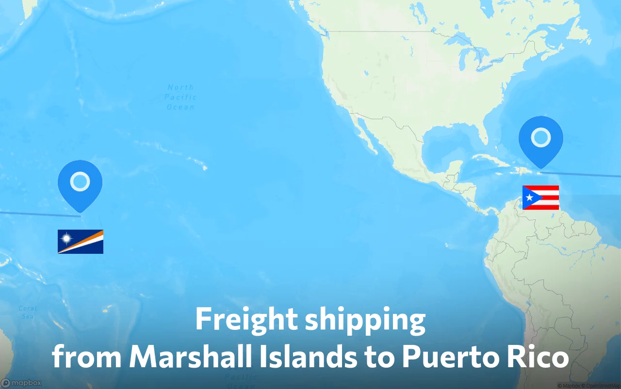 Shipping route from Marshall Islands to Puerto Rico