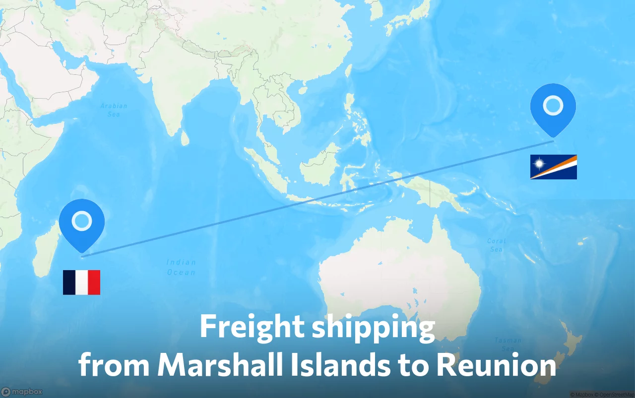 Shipping route from Marshall Islands to Reunion