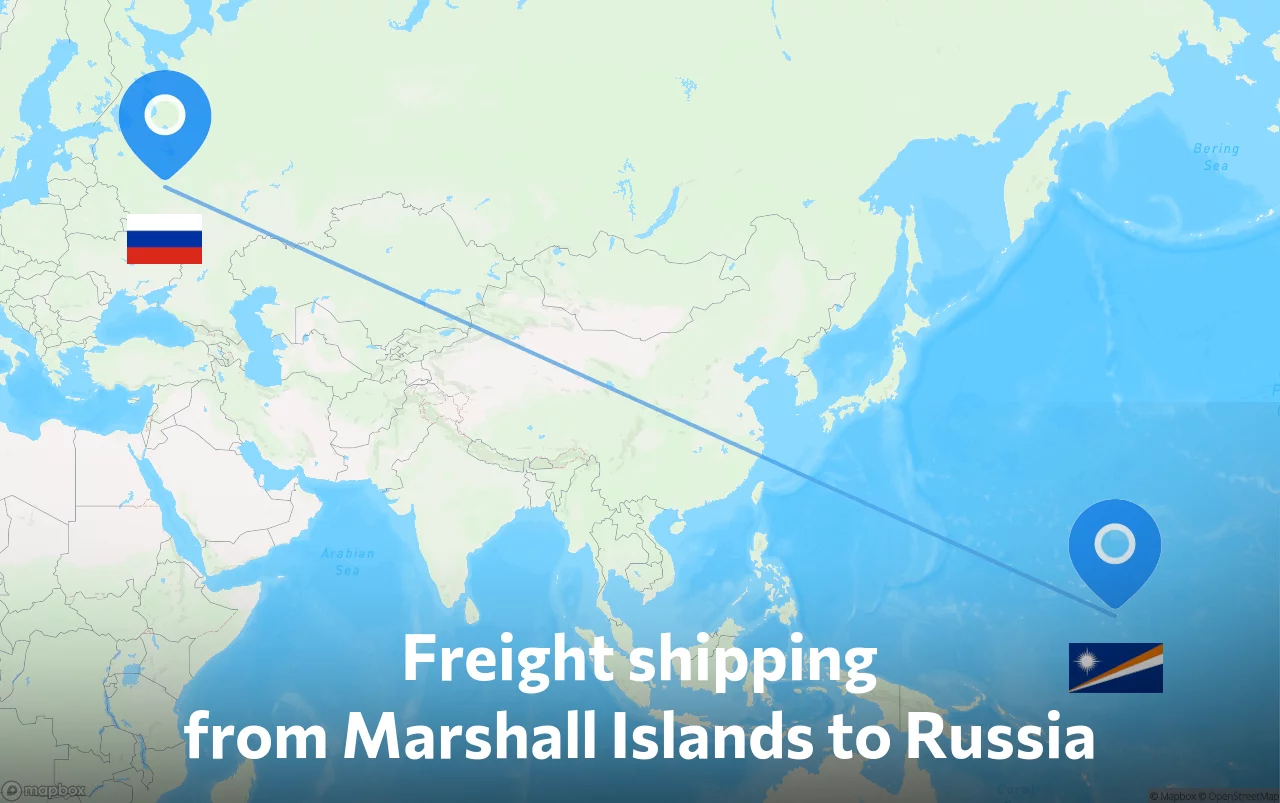 Shipping route from Marshall Islands to Russia