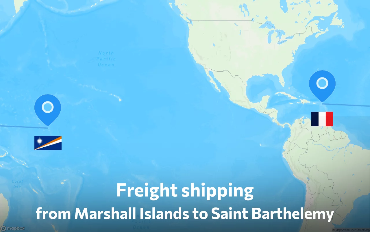 Shipping route from Marshall Islands to Saint Barthelemy