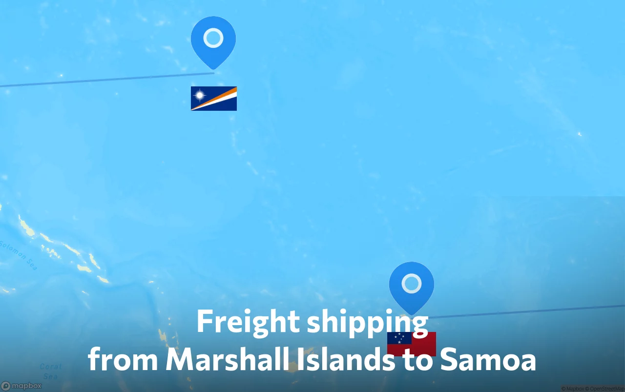 Shipping route from Marshall Islands to Samoa