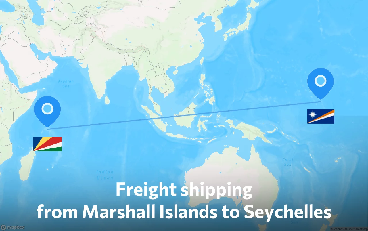 Shipping route from Marshall Islands to Seychelles