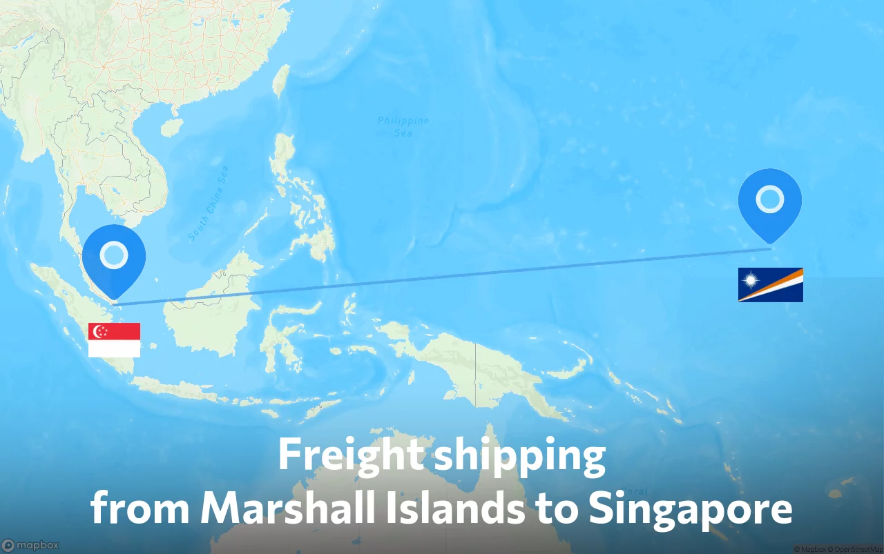 Shipping route from Marshall Islands to Singapore