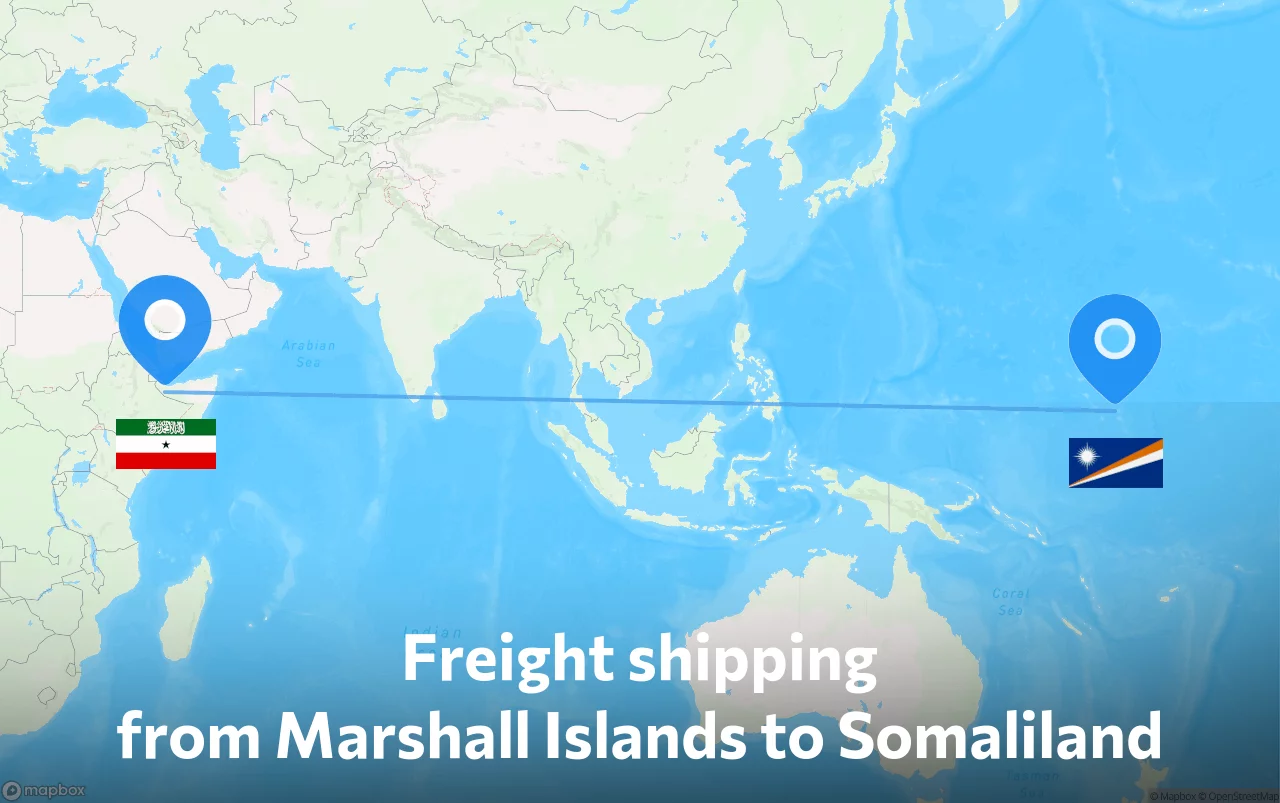 Shipping route from Marshall Islands to Somaliland