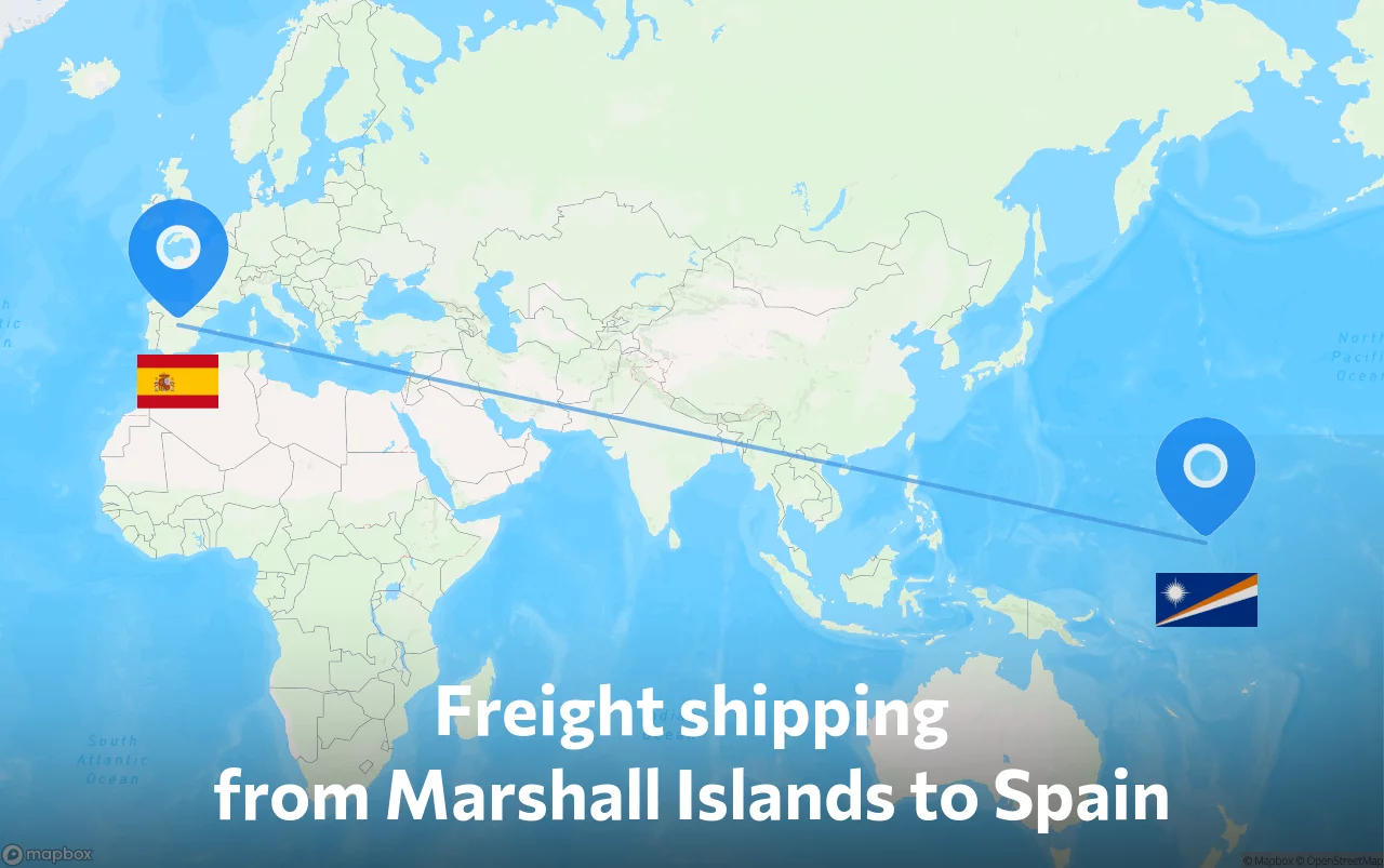 Shipping route from Marshall Islands to Spain