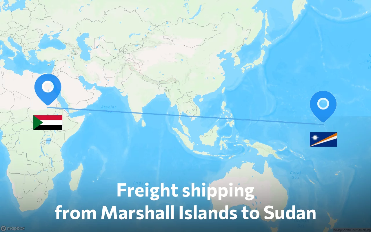 Shipping route from Marshall Islands to Sudan