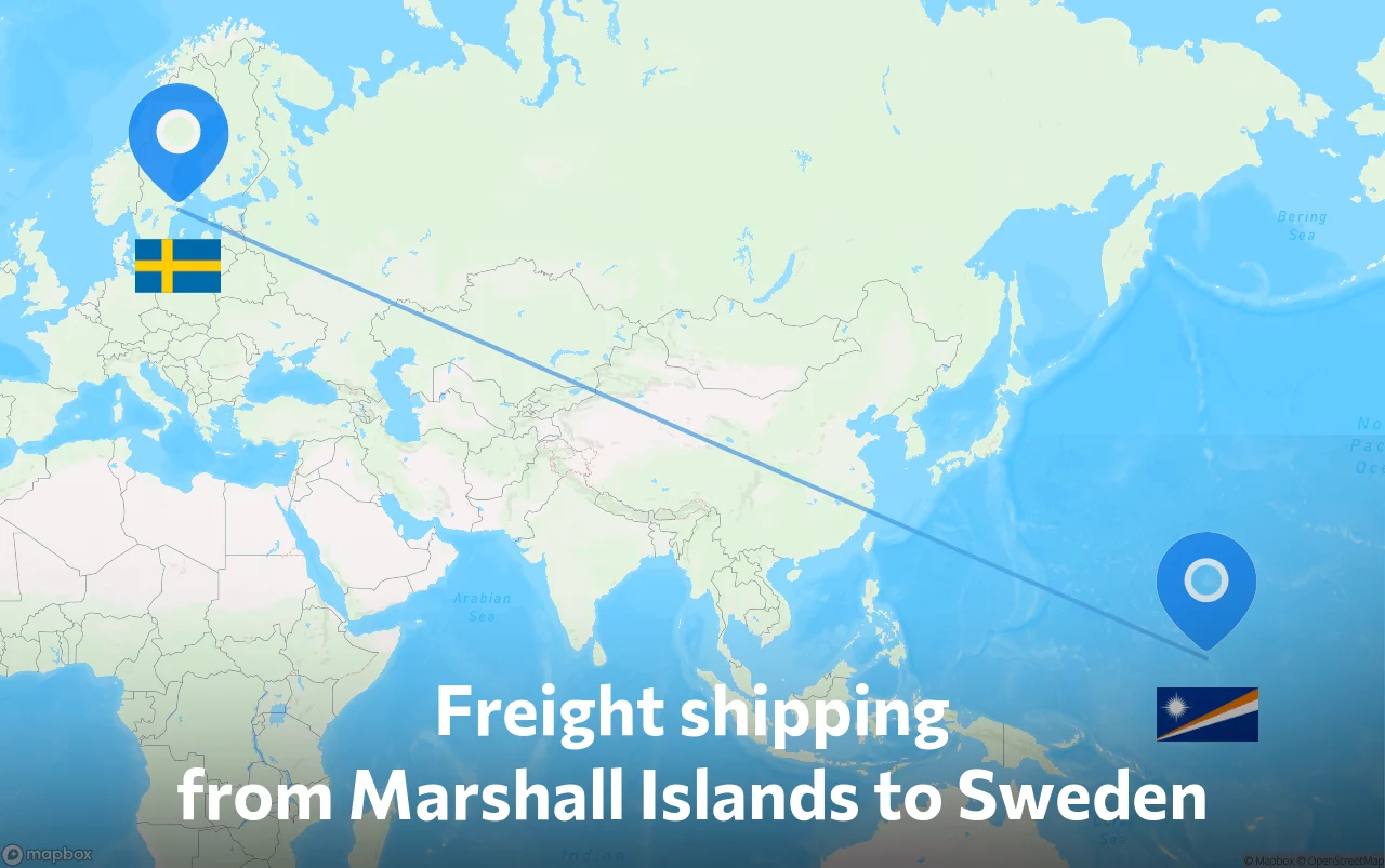 Shipping route from Marshall Islands to Sweden