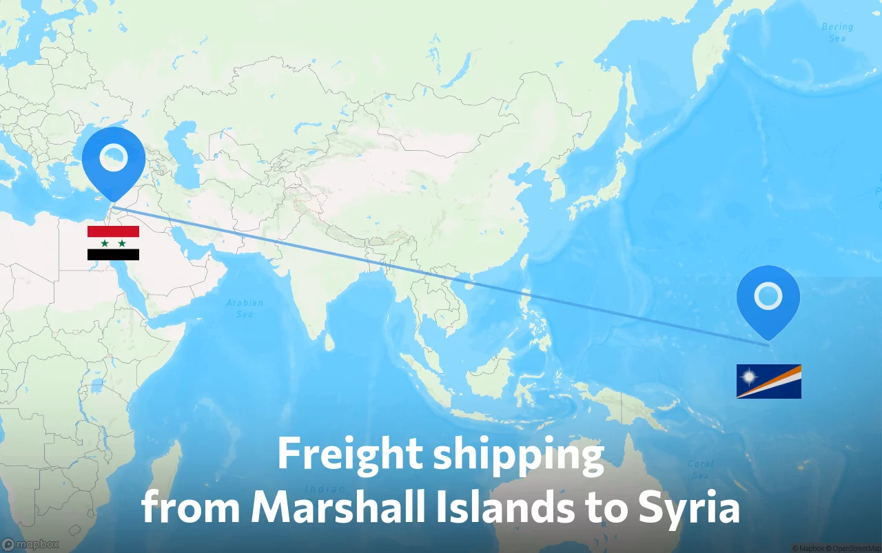 Shipping route from Marshall Islands to Syria