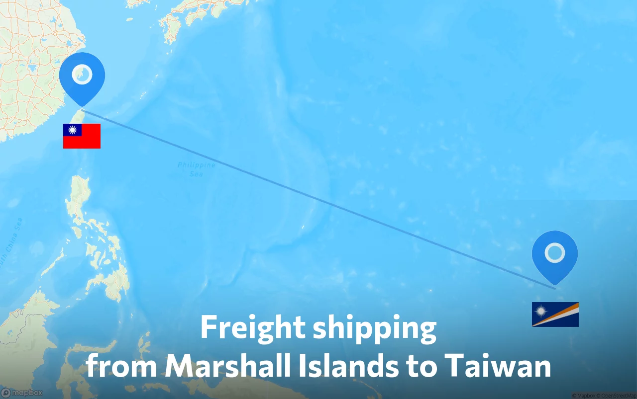 Shipping route from Marshall Islands to Taiwan
