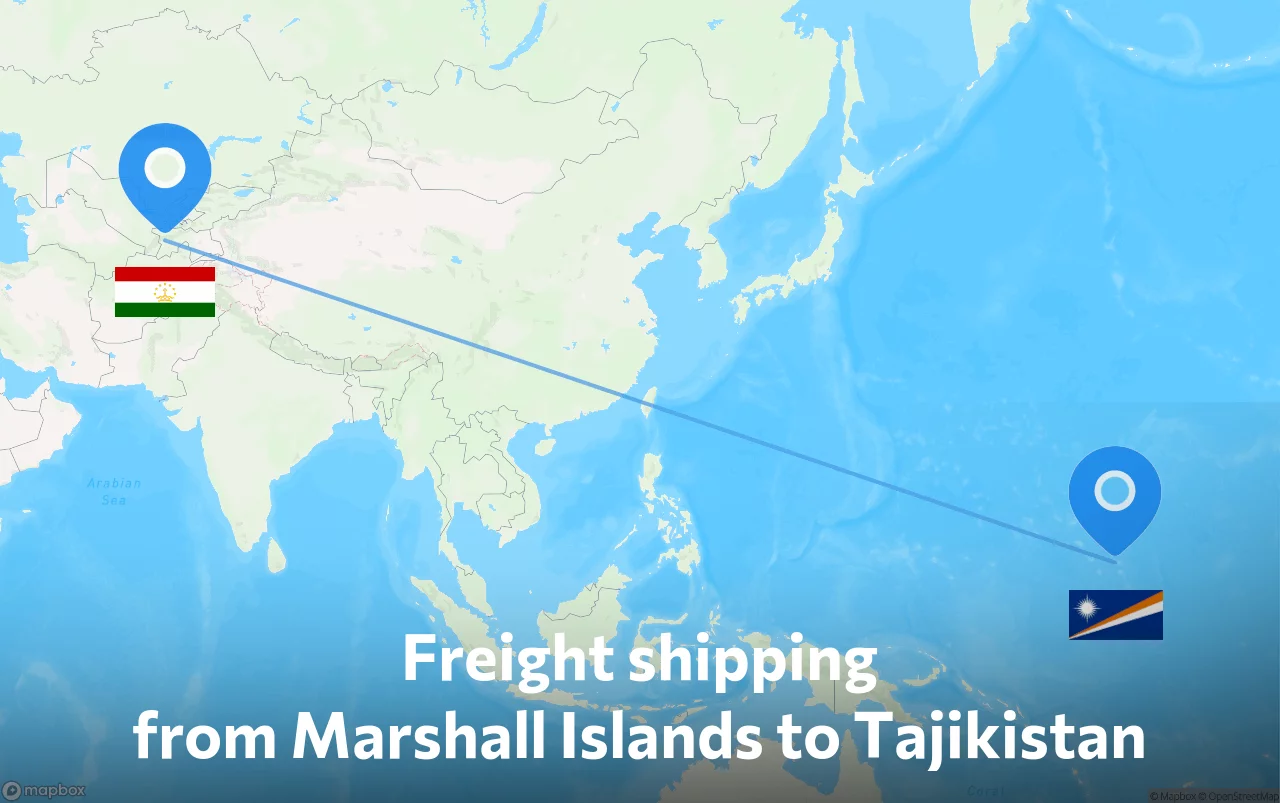Shipping route from Marshall Islands to Tajikistan
