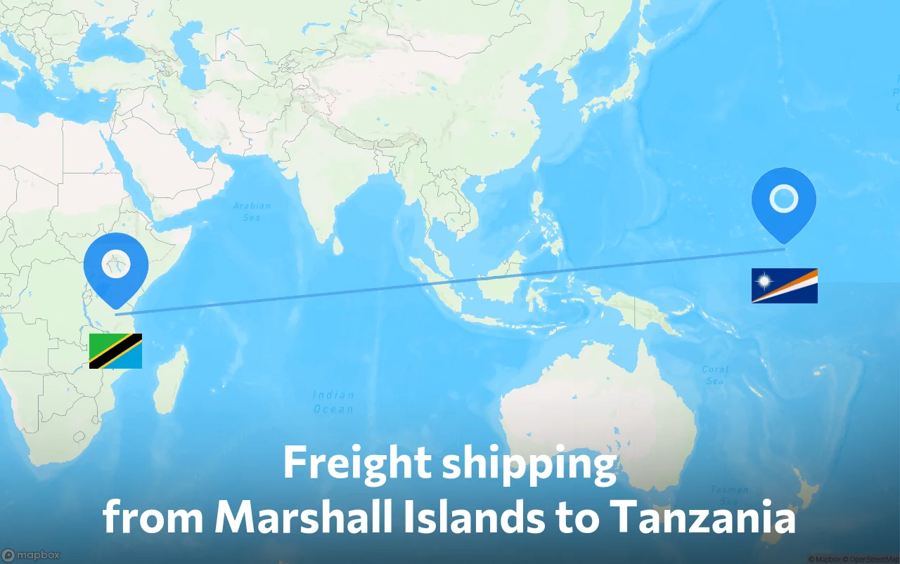 Shipping route from Marshall Islands to Tanzania