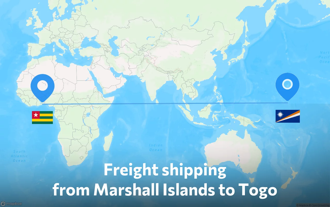 Shipping route from Marshall Islands to Togo