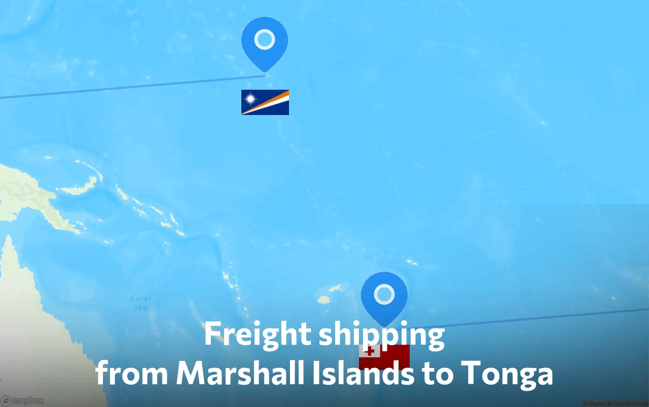 Shipping route from Marshall Islands to Tonga
