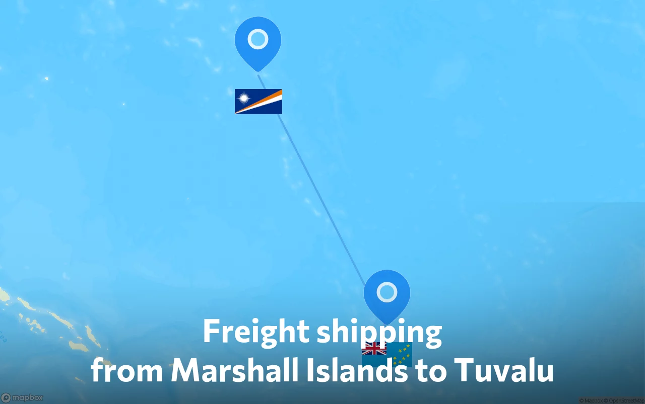 Shipping route from Marshall Islands to Tuvalu