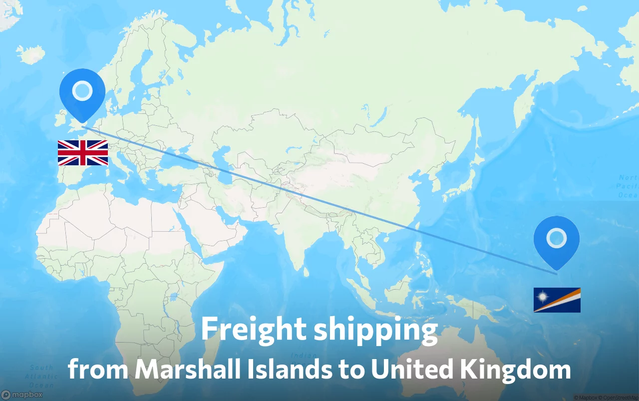 Shipping route from Marshall Islands to United Kingdom