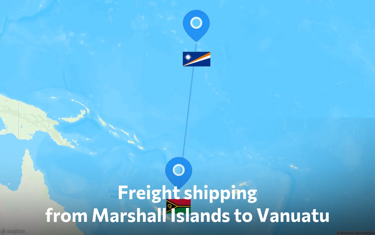 Shipping route from Marshall Islands to Vanuatu