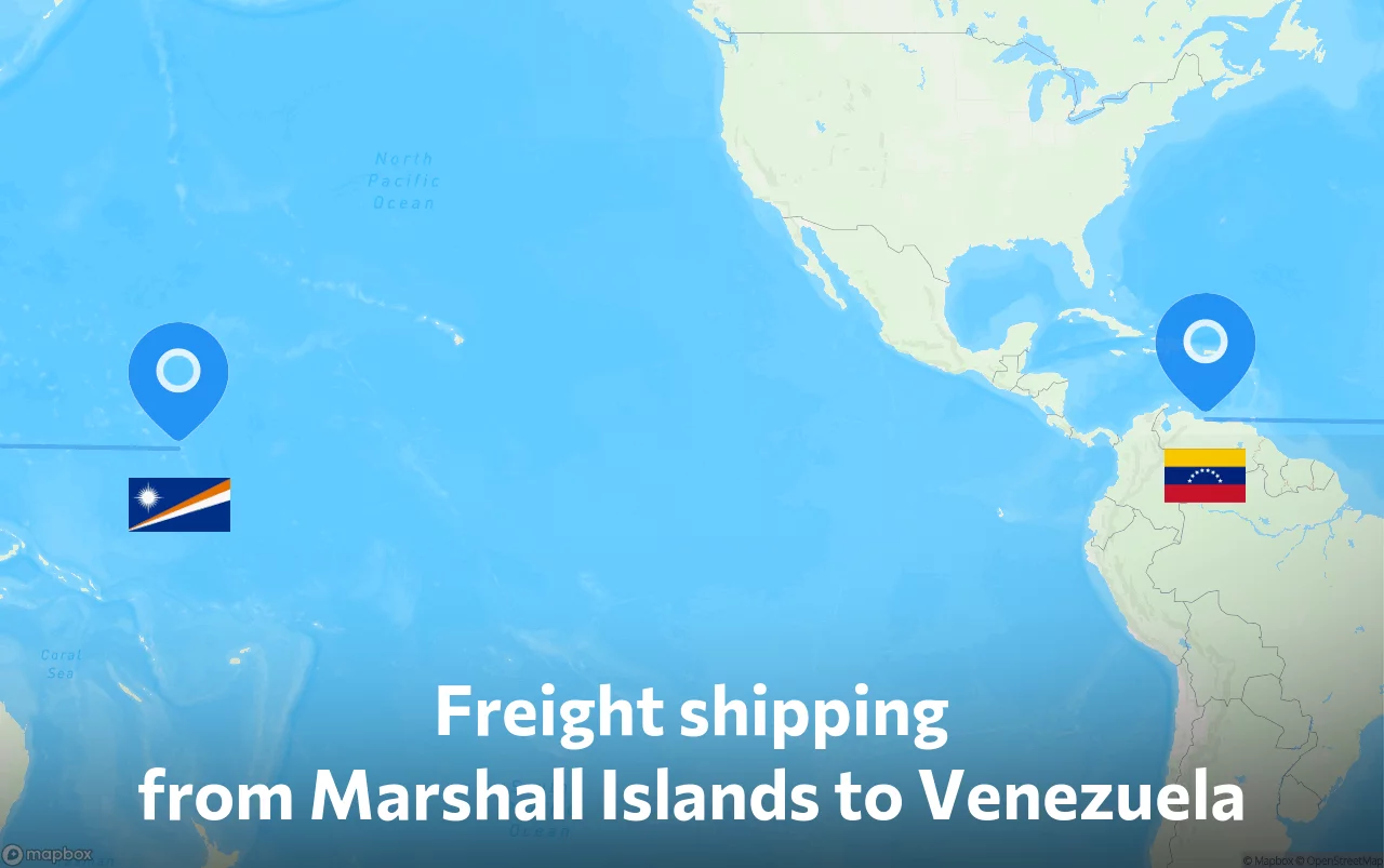 Shipping route from Marshall Islands to Venezuela
